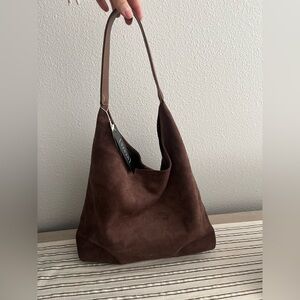Elegant Brown Suede Shoulder Bag